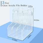 3-Tier Clear Acrylic File Holder, Vertical Document Organizer for Magazines, Binders, Notebooks & Envelopes - Multi-Purpose Desk Storage for Home Office（A4,3 Sections） - size: A4, 3 Sections