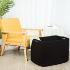 MINTWOOD Design 112L Extra Large Blanket Basket Holder Living Room, 25"x17"x16" Rectangle Rope Woven Storage Basket with Handles for Laundry, Pool Towels, Shoes, Dog Toy Organizer Bin Box, Black - color: Black