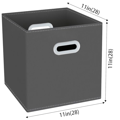 Yunkeeeper storage bins Cubes, Fabric Cube Organizer with Handle, Foldable Cube Bins for Cloth or Accessary Storage, 11x11x11, Set of 3,(Gray) - color: Gray, size: 3 Pack