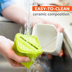 Full Circle Stash, Ceramic Kitchen Sink Caddy, Stylish Modular Sponge Holder & Dish Brush Organizer, Gray and White, 11" - color: Gray and White
