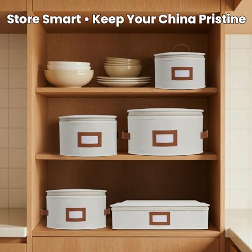 HOMELUX THEORY Dessert Plate Storage Box, 2pc Ivory Hard Shell China Storage Containers 24 Felt Pads, Kitchen Storage Bins With Lids, Heavy Duty Moving Box for Dishes, Dinner Plate, & Dinnerware - color: Ivory, size: 7. Dessert Plate Storage (2pc)