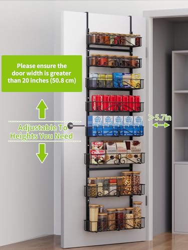 Over the Door Pantry Organizer, 8-Tier Over the Pantry Organization And Storage, Metal Hanging Spice Rack Shelves Door for Home & Kitchen, Laundry Room Bathroom, Black - color: BlackS, size: 8-Tier