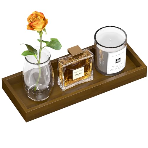 ZHWS Bathroom Vanity Tray for Toilet Tank, Perfume, Jewelry, Candle, Makeup, Decorative Tray, Kitchen Tray Counter Organizer for Soap Dispenser, Coffee Table Brown 11.3”L x 4.4”W x 1.14”H - color: Brown, size: 11.3" x 4.4" x 1.1"