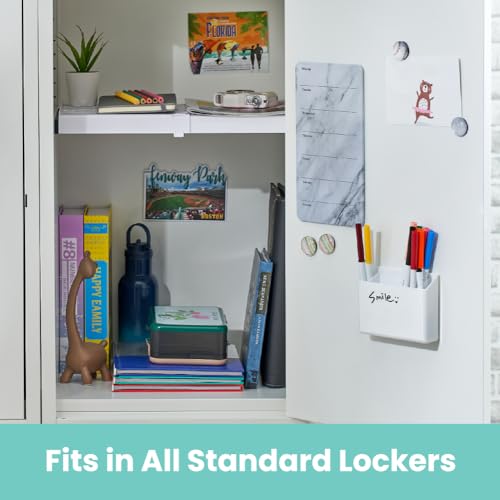 LockerMate Adjust-A-Shelf Locker Shelf for School Organization, Adjustable 12-15", Holds Up to 10 lbs, White - color: White, size: 10.3 inches x 1.63 inches x 11.88 inches