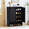Shoe Cabinet, 5 Tier Wooden Shoe Storage Organizer Cabinet with Adjustable Shelves, Shoes Rack Accent Cabinet for Entryway Hallway Living Room, Black - color: Black