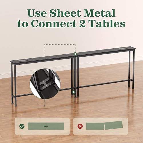 SUPERJARE 78.8 Inch Narrow Console Table with Outlet, Sofa Tables, Behind Couch Table, Long Entryway Tables with Charging Station, for Living Room, Black - color: Black, size: 5.7''D x 78.7''W x 29.7''H