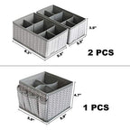 VERONLY Cosmetic Storage Bins Makeup Organizer, Adjustable Multifunction Storage Box Desk Drawer Divider for Makeup Brushes, Bathroom Countertop or Dresser, Set of 3 (Grey) - style: Tree Branch Pattern 3PC