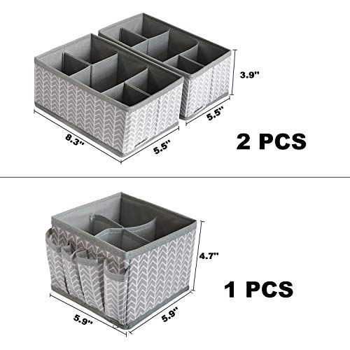 VERONLY Cosmetic Storage Bins Makeup Organizer, Adjustable Multifunction Storage Box Desk Drawer Divider for Makeup Brushes, Bathroom Countertop or Dresser, Set of 3 (Grey) - style: Tree Branch Pattern 3PC