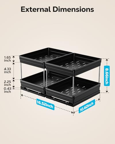 Nieifi Spice Organization for Cabinet-Vertical Spice Rack Pull Out-Spice Rack Organizer for Cabinet-8-1/4 inch Wide-Seasoning Kitchen Organizer-8.26" W x 10.6" D x 8.7" H-2 Pack-2 Tier - color: Black, size: 8-1/4" - 2 Pack