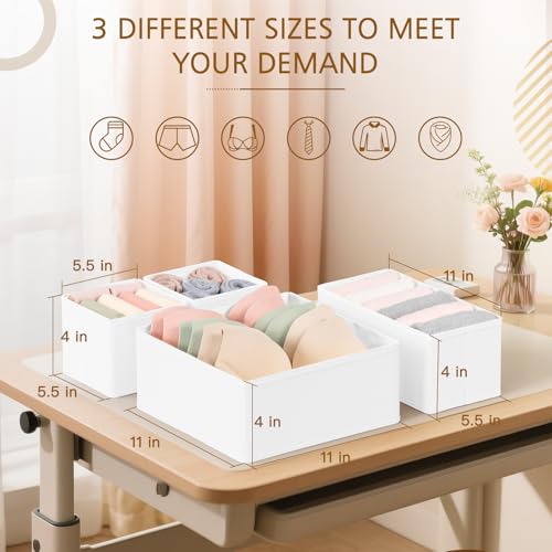 Criusia 26 Pack Drawer Organizer for Clothes, Foldable Dresser Dividers with 3 Sizes, Fabric Storage Bins – White - color: 26 PACK White