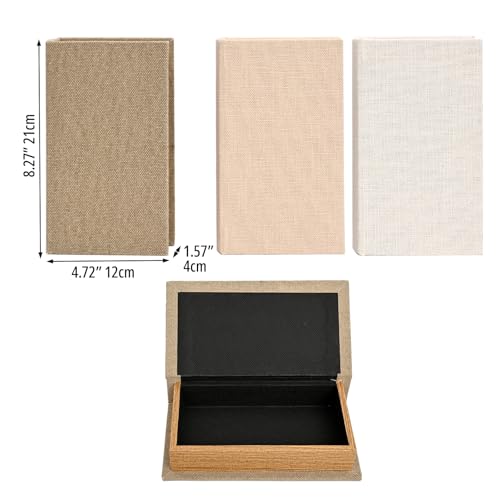 DECOR4SEASON Modern Linen and Wood Decorative Faux Book Boxes Set of 3, 12",Taupe,Beige,Off White - color: Taupe,Beige,Off-White, size: 12"