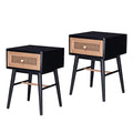 COZAYH Set of 2 Fully-Assembled Modern Farmhouse Clean-Lined Nightstand, End Table with 1 Drawer, Black - color: Black, style: 1 Drawer/2 pack