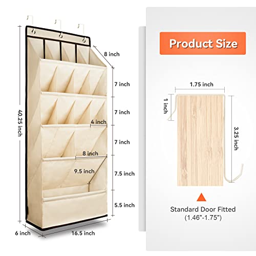 FENTEC 1 Pack Over the Door Shoe Organizers, Hanging Shoe Organizer with Large Deep Pocket Shoe Holder for Closet Shoes Rack for Wall, Over Door Shoe Storage Hold up to 18 Pairs Shoes, Beige - color: BEIGE-(18+ Pairs), size: 1 Pack