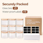 ComSaf 0.7 Qt Glass Food Storage Jars Set of 9, Clear Glass Storage Containers with Lids, Pantry Organization Jar, Spice, Blooming Tea, Oat, Coffee and Sugar Container, Small Canister Set for Kitchen - size: 0.7Qt*9