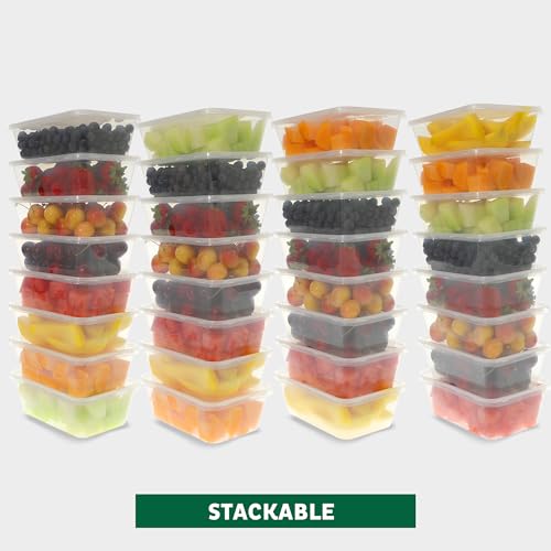 Freshware Food Storage Containers [50 Set] 25 oz Plastic Deli Containers with Lids, Slime, Soup, Meal Prep Containers, BPA Free, Stackable, Leakproof, Microwave, Dishwasher and Freezer Safe - size: 25 oz - 50-Sets