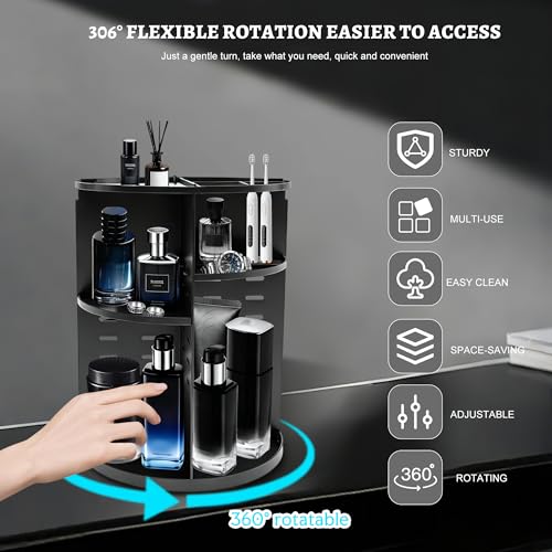 360 Rotating Mens Organzier,Cologne Organizer for Men,Perfume Organizer,Mens Bathroom Organizer,Cologne Stand,Perfume Stand,Bathroom Organizer for Men,Dresser Counter Organizer for Bedroom