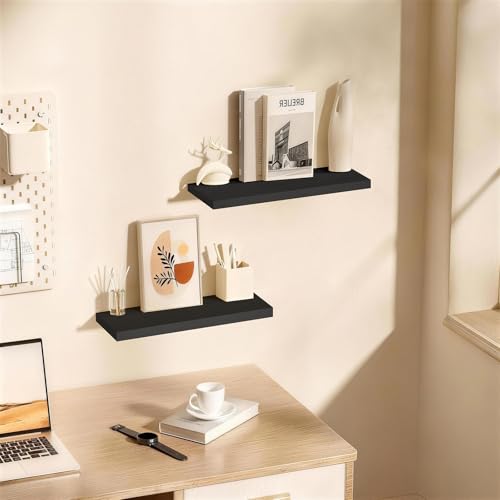 BAYKA Floating Shelves for Wall, 22.5 inches Black Wall Shelves for Bathroom, Bedroom, Living Room, Kitchen & Book, Hanging Display Decor Organizer Shelf with 22 lbs Capacity - color: A. Black - Universal Classic Style, size: 22.5inches