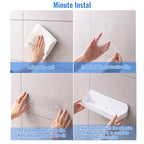 Diesisa 2pc Acrylic Wall Mounted Shower Caddy, Adhesive Shelf, Bathroom Shelves for Wall, No Drilling Hang Walls,Stick on Shelf, with Self Adhesive Tape, for Bathroom, Kitchen, Living Room - color: 2pcs-white