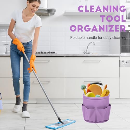 Cleaning Caddy for Cleaning Supplies,17L Cleaning Supply Caddy with Handle Foldable Cleaning Supplies Organizer Bucket Cleaning Products Organizers for Home, Garden (Purple) - color: Purple