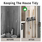 Broom Holder Wall Mount,Mop and Broom Holder Wall Mount Command,3pcs Garden Tool Organizer,304 Stainless (Black)