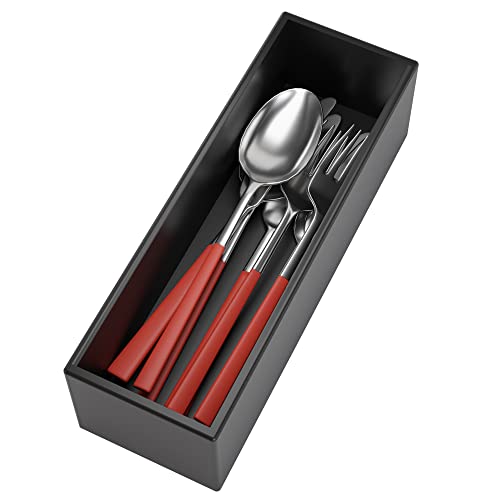Black Bamboo Drawer Organizer - Silverware&Utensil Holder Organizer for Kitchen Drawers, Multi-Use Drawer Dividers Boxes for Bathroom Counter，Cabinet, Garage, Office Desk, Makeup, Jewelry (9"3"2.5") - color: Black, size: 9*3*2.5 inch