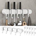 3PCS Broom Holder Wall Mount, No-Drilling Self-Adhesive Mop and Broom Storage Rack (4 Racks with 5 Hooks),Wall-Mounted Broom Hanger for Bathroom, Kitchen, Closet, Garage (White) - color: White