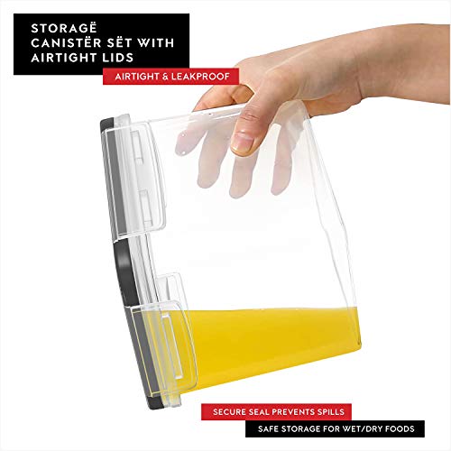 DWËLLZA KITCHEN Flour Sugar Storage Containers Set of 4; 3.6L Plastic Airtight Food Storage Containers with Lids for Kitchen Pantry Organization and Storage - Dry Food Containers, Labels & Marker - color: 01 - 3.6L (Set of 4)