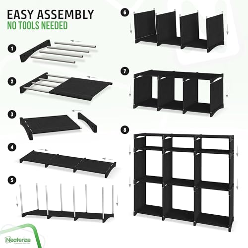 Cube Storage Organizer with Storage Bins Included - The Perfect Closet Organizers and Storage Solution. Includes 9 Storage Cubes, Great For Toy Storage, Closet Storage, Clothes Storage (Black) - color: Black, size: 9 Storage Cubes