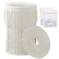 SETVSON Large Laundry Hamper Laundry Basket Round 34.3 Gal (130 L) Handwoven Wicker Laundry Baskets Rattan Laundry Basket with Laundry Bag Handles 2 Mesh Bags for Living Room Bedroom White - color: White, size: 130L