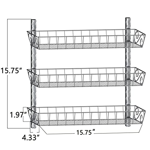 SWOMMOLY Adjustable Wall Mount Spice Rack, 3-Tier Dual-use (Multi-use) Organizer, Silver - color: Silver, size: 3-Tier