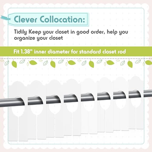 Sintuff 64 Pcs Hanging Closet Size Dividers Clothing Rack Dividers Rectangular Reusable Closet Separators for Clothing Racks Retail (White) - color: White