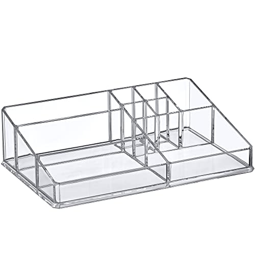 Amazing Abby - Tiffany - Acrylic Cosmetic Organizer (1-Pack), Transparent Plastic Makeup Holder, Compartmented, Shatter-Proof, Perfect Bathroom Vanity Storage Solution for Beauty Supply, Large