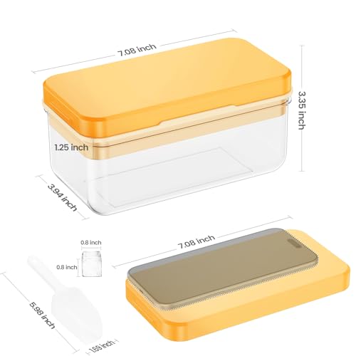 Ice Cube Tray with Lid and Bin, 28 pcs Ice Cubes Molds, Ice Trays for Freezer, Ice Cube Tray Mold, with 1 tray, Ice Freezer Container, Spill-Resistant Removable Lid & Ice Scoop, for Whiskey,Cocktail - color: Yellow, size: 0.8"-1tier