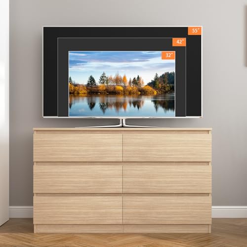 Spaco 6 Drawer Dresser for Bedroom,Modern Deep Drawer Dresser with No-Handle Design,Storage Wood Chest of Drawer,Storage Organizer Furniture for Closet,Hallway - color: Oak, size: 6 Drawers