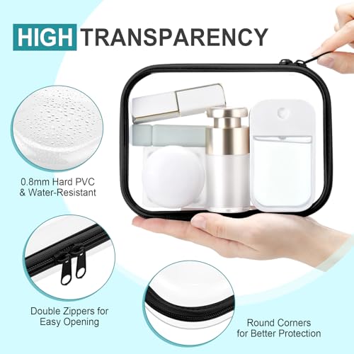 Sanwuta 6 Pcs Clear Hard Zipper Case Plastic Zipper Pouches Transparent Makeup Bag Pencil Case Pouches Toiletry Diaper Bag for Travel Toy Storage Organizer Bins (Black,7.09 x 5.12 x 2 Inch) - color: Black, size: 7.09 x 5.12 x 2 Inch