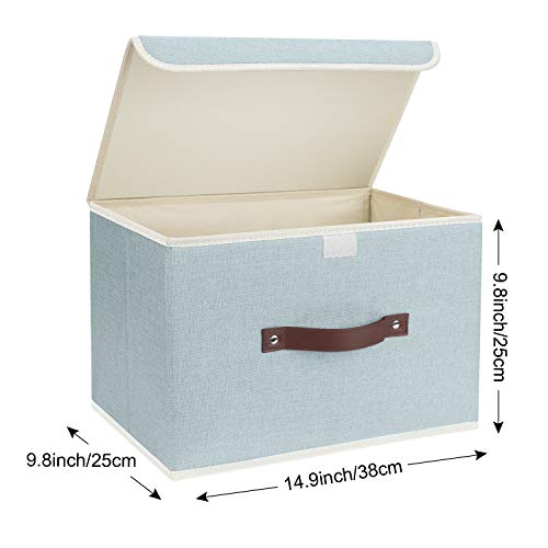 TYEERS Foldable Storage Boxes with Lids 5 Pack Fabric Storage Bins with Lids, Closet Organizers for Clothes Storage, Room Organization, Office Storage, Toys - Aqua Spring - color: Aqua Spring, size: 5-pcs 14.9x9.8x9.8 in