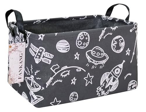 FANKANG Storage Basket,Nursery Hamper Canvas Laundry Basket Foldable with Waterproof PE Coating Storage, Office, Bedroom, Clothes,Toys (Rec-Space Planet) - color: FK-Rec-Space Planet