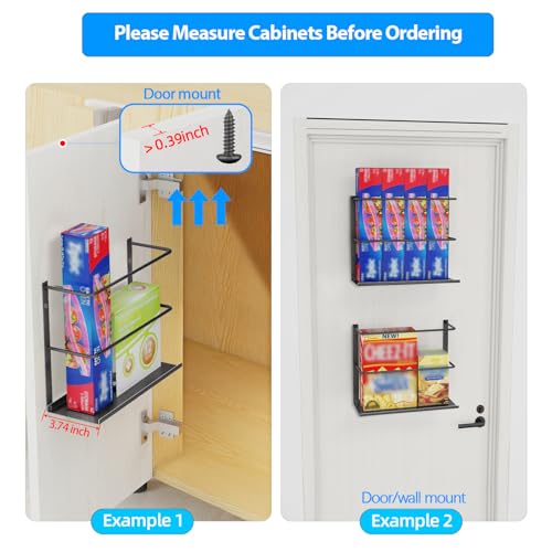 Gypie Kitchen Wrap Organizer Door Mount, Aluminum Foil Holder Cabinet Door Organizer Cabinet Storage Basket for Kitchen Wrap/Food Bag Storage, Black - color: Black, size: 1 Pack