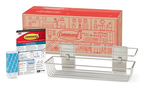 Command Shower Caddy with Water Resistant Strips, Organize Your Bathroom, Easy to Open Packaging Bathroom Decor - color: Satin Nickel, size: 13"D x 6.38"W x 4.25"H