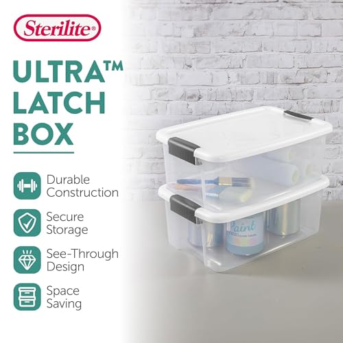 Sterilite 12-Pack Ultra Latching Box, Storage Bins with Lids, Clear Plastic, 18 Quart - Heavy-Duty Organizing Containers for Closet, Bathroom, and Office - size: 18 Quart, style: 12-Pack