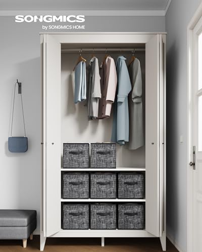 SONGMICS Storage Cubes, 11.8 x 11.8 x 11.8 Inches Non-Woven Fabric Bins with Double Handles, Set of 8, Closet Organizers for Shelves, Foldable, for Clothes, Ink Black UROB830B01 - color: Ink Black, size: 8 Pack (11.8"L x 11.8"W x 11.8"H)