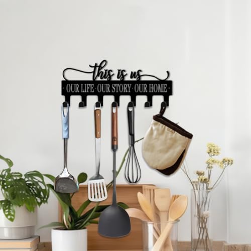 Key Holder Wall Mount, This is Us Sign, Key Holder Wall for Wall Decorative with 6 Hooks, Organizer Rack Hanger for Entryway, Front Door, Hallway, Office 9.8 inches - color: This is Us