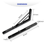 Ravinte 2 Pack 16 Inch Folding Shelf Brackets – Matte Black, Heavy Duty Collapsible Brackets for Tables and Benches – Space-Saving Design - size: 16 Inch