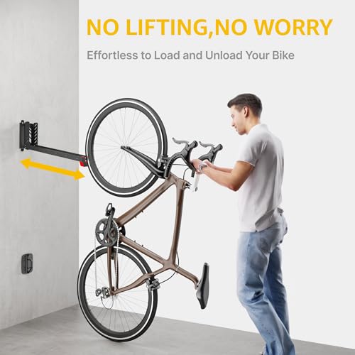 monTEK Swivel Bike Wall Mount, No Heavy Lifting Required Bike Wall Mount, Bike Hangers for Garage, Space-Saving Bike Rack Garage, Easy to Load and Unload, Bike Hanger Can Hold Up to 77 lbs, 2 Pack - style: 2-Pack