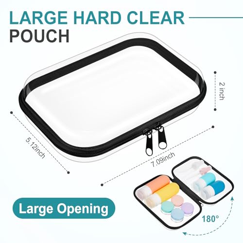 Sanwuta 6 Pcs Clear Hard Zipper Case Plastic Zipper Pouches Transparent Makeup Bag Pencil Case Pouches Toiletry Diaper Bag for Travel Toy Storage Organizer Bins (Black,7.09 x 5.12 x 2 Inch) - color: Black, size: 7.09 x 5.12 x 2 Inch