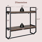 GOFLAME 2-Tier Industrial Bathroom Shelves with Towel Bar, Over the Toilet Shelf Wall Mounted with Metal Frame, Wall Storage Organizer Shelf for Bathroom, Living Room, Kitchen, Rustic Brown