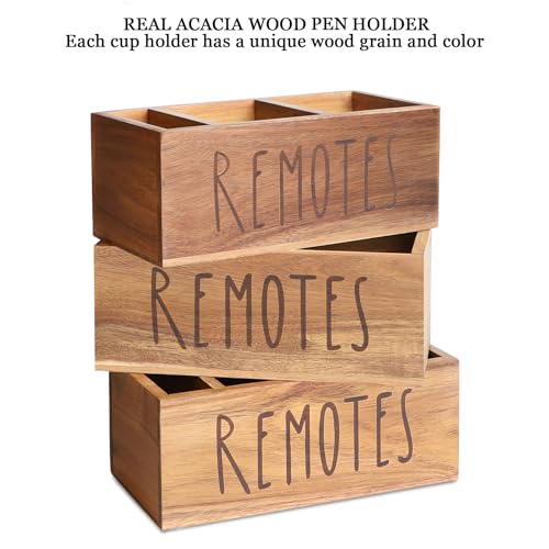 LBEMEY Acacia Wood Remote Control Holder, TV Remote Holder, Remote Organizer for Table,Home,Living room, bedroom for Wooden Remote Box (Brown, L,for 5+ Remote Controls) - size: L,for 5+ Remote Controls