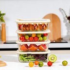 Urban Green Glass Food Storage Containers with Glass Lids, Microwave Safe Food Container Set, Airtight Food Container Set, LeakProof, 100% Plastic Free, White Color, 4pack - color: ‎Ivory White -4s