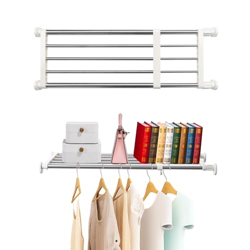 BAOYOUNI Closet Tension Shelf Rod Heavy Duty Wardrobe Organizer Adjustable Storage Shelves Rack DIY Closet Dividers Separators for Kitchen Bathroom Bedroom Garage, 19.69-31.5 Inches - size: (19.69-31.50) IN