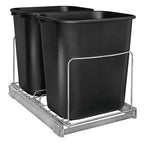 LYNK PROFESSIONAL® Double Pull Out Trash Can Under Cabinet - Under Sink Trash Can Slider - Trash Can Slide Out Drawer - Sliding Pull Out for Kitchen Garbage Bin (Trash Cans Not Included) - size: 14-1/8" W x 20-1/4" L x 11-1/2" H